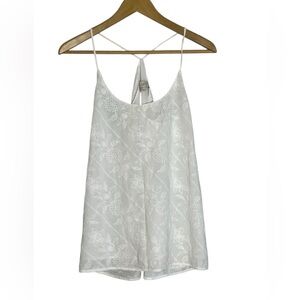 LOFT Tank Top Womens White Floral Embroidered Cami Lined Summer Beach Boho Sz S